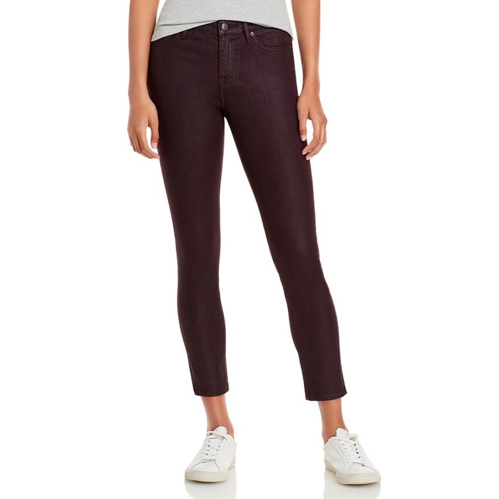 Aqua NWT Bloomingdale's High Rise Coated Jackie Skinny Jeans Burgundy 25 New